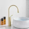 Robinet Mitigeur Monocommande Haut Or En Pour Lavabo Salle De Bain