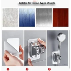 Support De Douche à Colle Portable Support De Pommeau De Douche Support De Douche Universel Pour Super Colle Sans Perçage, Angle Réglable (argent Normal) -Grohe || Hansgrohe Soldes Magasin 68897996 5