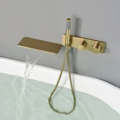 Mitigeur Cascade Thermostatique Encastré Avec Plateau, Léno Or Brossé