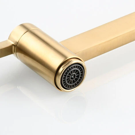 ELLE Laiton Double Interrupteur Lavabo Robinet Plié Dans Le Mur Brossé Or 3 ELLE Laiton Double Interrupteur Lavabo Robinet Plié Dans Le Mur Brossé Or – Image 3