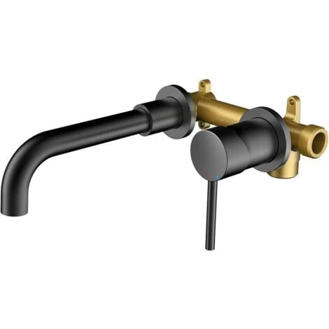 Mélangeur De Lavabo Pivotant à 360°, Mélangeur De Lavabo Encastré, Mélangeur De Salle De Bains Mural, Mélangeur De Baignoire Avec Eau Chaude Et Froide, Noir 1 Mélangeur De Lavabo Pivotant à 360°, Mélangeur De Lavabo Encastré, Mélangeur De Salle De Bains Mural, Mélangeur De Baignoire Avec Eau Chaude Et Froide, Noir