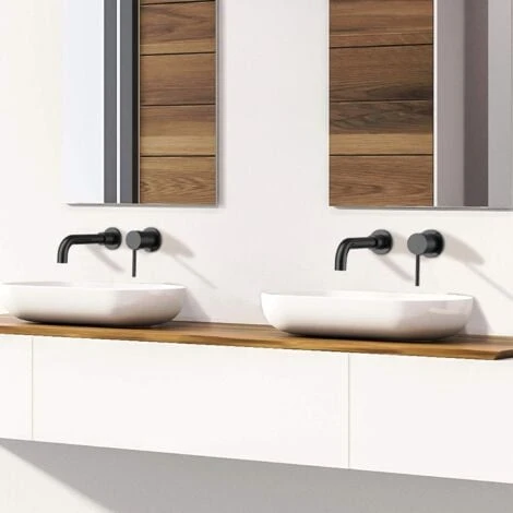 Mélangeur De Lavabo Pivotant à 360°, Mélangeur De Lavabo Encastré, Mélangeur De Salle De Bains Mural, Mélangeur De Baignoire Avec Eau Chaude Et Froide, Noir 4 Mélangeur De Lavabo Pivotant à 360°, Mélangeur De Lavabo Encastré, Mélangeur De Salle De Bains Mural, Mélangeur De Baignoire Avec Eau Chaude Et Froide, Noir – Image 4