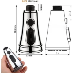 AIDUCHO 3 Modes Douchette Robinet Cuisine, Extractible Douchette Evier Cuisine G1/2 Tête Robinet Cuisine Douchette Remplacement Pour Salle De Bain Lavabo -Grohe || Hansgrohe Soldes Magasin 73527913 3