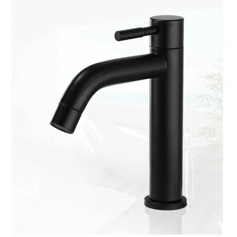 Robinet De Lavabo De Salle De Bain,robinet De Lavabo Simple En Acier Inoxydable, Design Rétro élégant, Noir Mat Noir Mat Pour Salle De Bain, Simple Froid,toilette 4 Robinet De Lavabo De Salle De Bain,robinet De Lavabo Simple En Acier Inoxydable, Design Rétro élégant, Noir Mat Noir Mat Pour Salle De Bain, Simple Froid,toilette – Image 4