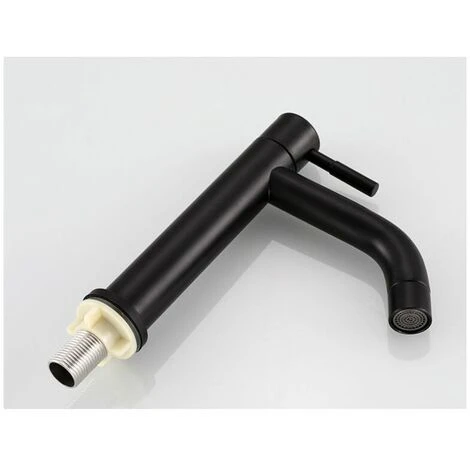Robinet De Lavabo De Salle De Bain,robinet De Lavabo Simple En Acier Inoxydable, Design Rétro élégant, Noir Mat Noir Mat Pour Salle De Bain, Simple Froid,toilette 5 Robinet De Lavabo De Salle De Bain,robinet De Lavabo Simple En Acier Inoxydable, Design Rétro élégant, Noir Mat Noir Mat Pour Salle De Bain, Simple Froid,toilette – Image 5