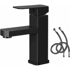 Robinet Salle Bain Eau Froide-Chaude Disponible Robinet Lavabo Surface Le Noir En Cuivre Durable Robinetterie Lave Mains Démontable Pratique Pour Nettoyer Ou Remplacer.