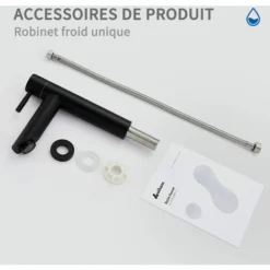 GP Robinet Eau Froide Pour Lave-Mains Robinet Salle De Bain Noir Robinet Lavabo En Acier Inox Robinetterie Ronde Mousseur Démontable. -Grohe || Hansgrohe Soldes Magasin 75461481 5