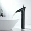 Robinet Salle Bain Noir, Robinet Cascade Mitigeur Lavabo Noir Rétro à Levier Unique Robinet Lavabo, Laiton Comptoir Haute Robinet Salle De Bain Robinet Lave Main Robinet Evier Vasque