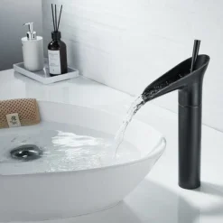 Robinet Salle Bain Noir, Robinet Cascade Mitigeur Lavabo Noir Rétro à Levier Unique Robinet Lavabo, Laiton Comptoir Haute Robinet Salle De Bain Robinet Lave Main Robinet Evier Vasque -Grohe || Hansgrohe Soldes Magasin 77024294 3