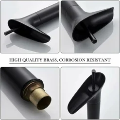 Robinet Salle Bain Noir, Robinet Cascade Mitigeur Lavabo Noir Rétro à Levier Unique Robinet Lavabo, Laiton Comptoir Haute Robinet Salle De Bain Robinet Lave Main Robinet Evier Vasque -Grohe || Hansgrohe Soldes Magasin 77024294 4