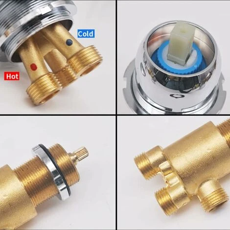 Cylindre Fendu Robinet Diviseur D'eau Vanne D'eau Froide Et Chaude Salle De Bain Vanne De Régulation D'eau Mélangée 3 Cylindre Fendu Robinet Diviseur D'eau Vanne D'eau Froide Et Chaude Salle De Bain Vanne De Régulation D'eau Mélangée – Image 3