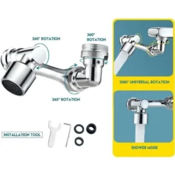 Rallonge De Robinet 1080 Rotatif Anti-éclaboussures Filtre Robinet Pivotant Pulvérisation Forkitchen -Grohe || Hansgrohe Soldes Magasin 77515415 3