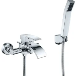 Mitigeur Bain Robinet De Baignoire Cascade Avec Pommeau De Douche Economie D'eau Laiton Chrome Pour Salle De Bain