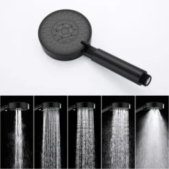 Auralum Robinet Baignoire Noir Avec Douchette à Main 5 Jets, Mitigeur Douche Avec Support Et Flexible 1,5m, Robinet Bain Douche Mural En Laiton Pour Salle De Bain -Grohe || Hansgrohe Soldes Magasin 77741622 3