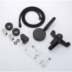 Auralum Robinet Baignoire Noir Avec Douchette à Main 5 Jets, Mitigeur Douche Avec Support Et Flexible 1,5m, Robinet Bain Douche Mural En Laiton Pour Salle De Bain -Grohe || Hansgrohe Soldes Magasin 77741622 5