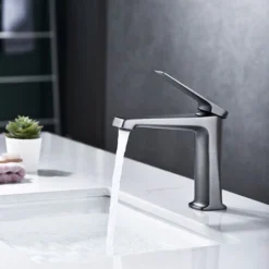 1pc Mitigeur Lavabo Robinet De Salle De Bain Avec Poignée Carrée Mélangeur De Lavabo En Cuivre Froid Et Chaud Avec Levier Unique -Grohe || Hansgrohe Soldes Magasin 77758254 2