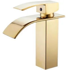 Robinet De Lavabo Monotrou Pour Bassin Chaud Et Froid Robinet Cascade Doré