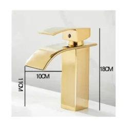 Robinet De Lavabo Monotrou Pour Bassin Chaud Et Froid Robinet Cascade Doré -Grohe || Hansgrohe Soldes Magasin 78045089 3