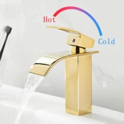 Robinet De Lavabo Monotrou Pour Bassin Chaud Et Froid Robinet Cascade Doré -Grohe || Hansgrohe Soldes Magasin 78045089 4