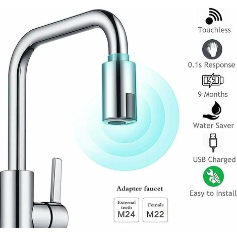 Robinet Intelligent Sans Contact Avec Capteur De Mouvement, économiseur D'eau, Robinet Pour Salle De Bain, Cuisine, Convient Argent 2 Robinet Intelligent Sans Contact Avec Capteur De Mouvement, économiseur D'eau, Robinet Pour Salle De Bain, Cuisine, Convient Argent – Image 2