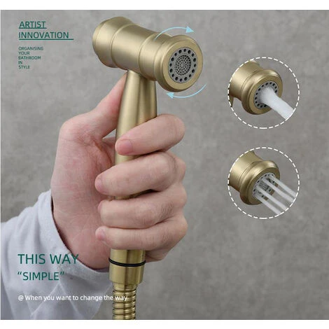 Toilette Bidet Spray, Bidet Pulvérisateur De Douche Kit En Laiton Kit Mitigeur Douchette à Main Mural Kit Douchette WC Or 2 Toilette Bidet Spray, Bidet Pulvérisateur De Douche Kit En Laiton Kit Mitigeur Douchette à Main Mural Kit Douchette WC Or – Image 2