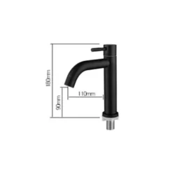 Robinet De Lavabo De Salle De Bain,Triomphe Robinet De Lavabo Simple En Acier Inoxydable, Design Rétro élégant, Noir Mat Noir Mat Pour Salle De Bain, Simple Froid,toilette -Grohe || Hansgrohe Soldes Magasin 79331565 3