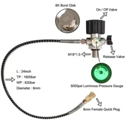 24 Pouces M18X1.5 Filetage 5000Psi Régulateur De Soupape Tuyau De Station De Remplissage Pour Réservoir D'air 1 Pièces -Grohe || Hansgrohe Soldes Magasin 79334896 3