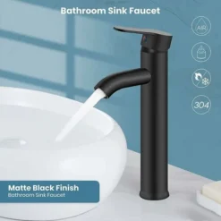 GP Robinet De Salle De Bain Robinet De Lavabo Noir Robinet De Haute Qualité Robinet De Salle De Bain Résistant à L'usure Adapté Au Diamètre Intérieur 32mm-42mm -Grohe || Hansgrohe Soldes Magasin 79555606 3
