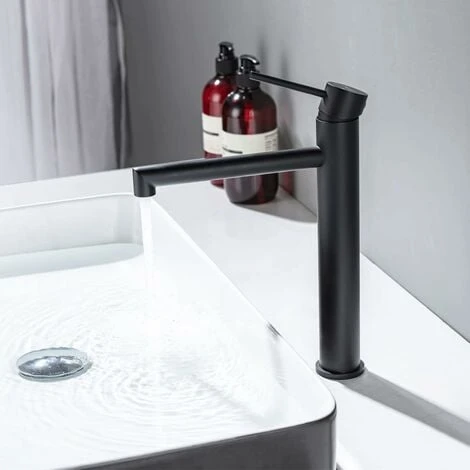 ONECE Robinet Vasque à Poser, Mitigeur De Vasque Noir, Robinet De Lavabo Haut Salle De Bains Haute Qualité En Acier Inoxydable Résistant à L'usure, Mousseur Remplaçable 1 ONECE Robinet Vasque à Poser, Mitigeur De Vasque Noir, Robinet De Lavabo Haut Salle De Bains Haute Qualité En Acier Inoxydable Résistant à L'usure, Mousseur Remplaçable