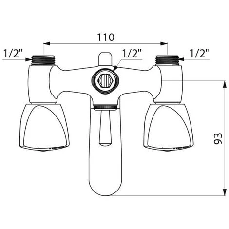 Mélangeur Bain-douche Bicommande M1/2'' Avec Bec Fixe - DELABIE - D2410 2 Mélangeur Bain-douche Bicommande M1/2'' Avec Bec Fixe - DELABIE - D2410 – Image 2