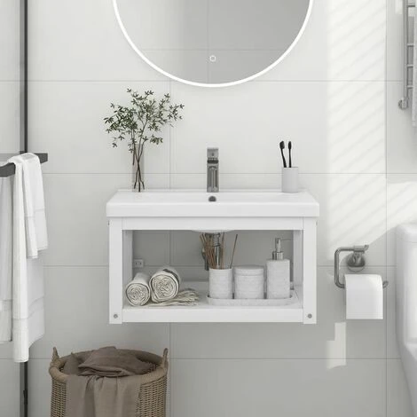 Cadre De Lavabo De Salle De Bain | Bâti Support Pour Lavabo Mural Blanc 59x38x31 Cm Fer 13259 1 Cadre De Lavabo De Salle De Bain | Bâti Support Pour Lavabo Mural Blanc 59x38x31 Cm Fer 13259