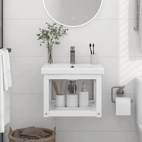 Cadre De Lavabo De Salle De Bain | Bâti Support Pour Lavabo Mural Blanc 40x38x31 Cm Fer 52777 1 Cadre De Lavabo De Salle De Bain | Bâti Support Pour Lavabo Mural Blanc 40x38x31 Cm Fer 52777