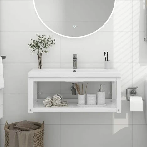 Cadre De Lavabo De Salle De Bain | Bâti Support Pour Lavabo Mural Blanc 79x38x31 Cm Fer 13969 1 Cadre De Lavabo De Salle De Bain | Bâti Support Pour Lavabo Mural Blanc 79x38x31 Cm Fer 13969