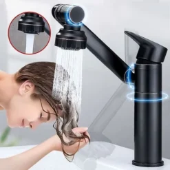 Robinet Mitigeur Lavabo Haut, SDLOGAL Rotation à 360 Degrés, Robinet Salle De Bain, Mélangeur L'Eau Chaude Et Froide - Tuyau Non Inclus