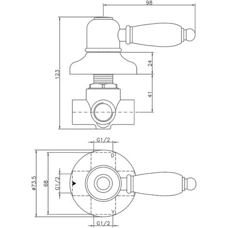 Déviateur Encastré 2 Sorties Huber Croisette 653.CS01H.CR Chromé 2 Déviateur Encastré 2 Sorties Huber Croisette 653.CS01H.CR Chromé – Image 2