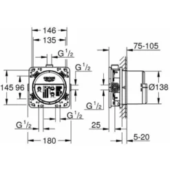 Grohe CORPS ENCASTRE UNIVERSEL RAPIDO SMARTBOX 1/2 -Grohe || Hansgrohe Soldes Magasin 82181359 3