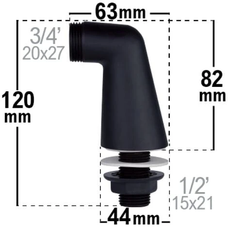 2 Colonnettes Droites Luxe M15x21 - M20x27 NOIRE 5 2 Colonnettes Droites Luxe M15x21 - M20x27 NOIRE – Image 5