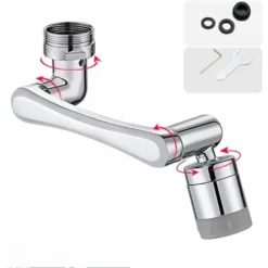 Robinet D'Extension Multifonctionnel Rotatif à 1440 Degrés, Accessoire De Filtre Robinet, 1080°Mousseur Robinet Avec Deux Méthodes De Sortie D'eau Pour Cuisine Salle De Bain - Argent
