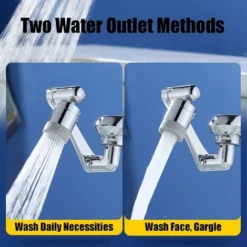 Robinet D'Extension Multifonctionnel Rotatif à 1440 Degrés, Accessoire De Filtre Robinet, 1080°Mousseur Robinet Avec Deux Méthodes De Sortie D'eau Pour Cuisine Salle De Bain - Argent -Grohe || Hansgrohe Soldes Magasin 85525836 3