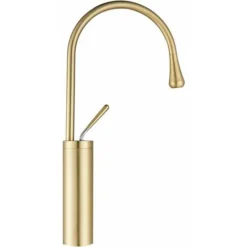 Robinet De Salle De Bain Robinet De Lavabo En Or Brossé Lavabo Mitigeur En Laiton Haut à Levier Unique