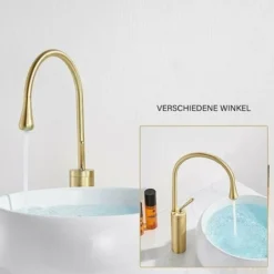 Robinet De Salle De Bain Robinet De Lavabo En Or Brossé Lavabo Mitigeur En Laiton Haut à Levier Unique -Grohe || Hansgrohe Soldes Magasin 85787801 4