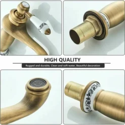 Robinet Rétro Salle De Bain,Robinet De Lavabo Poignée En Céramique Mitigeur Monocommande Lavabo,Robinet Salle Bain Eau Chaude Et Froide, Laiton -Grohe || Hansgrohe Soldes Magasin 85791103 3