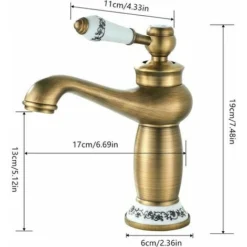 Robinet Rétro Salle De Bain,Robinet De Lavabo Poignée En Céramique Mitigeur Monocommande Lavabo,Robinet Salle Bain Eau Chaude Et Froide, Laiton -Grohe || Hansgrohe Soldes Magasin 85791103 4
