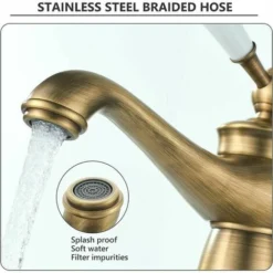 Robinet Rétro Salle De Bain,Robinet De Lavabo Poignée En Céramique Mitigeur Monocommande Lavabo,Robinet Salle Bain Eau Chaude Et Froide, Laiton -Grohe || Hansgrohe Soldes Magasin 85791103 5