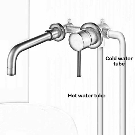 Robinet De Lavabo Pour Salle De Bains En Laiton, Montage Mural, Or Brossé 4 Robinet De Lavabo Pour Salle De Bains En Laiton, Montage Mural, Or Brossé – Image 4