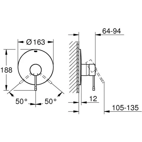 GROHE Façade Pour Mitigeur Monocommande Douche Essence 19286001, Argent (Import Allemagne) 2 GROHE Façade Pour Mitigeur Monocommande Douche Essence 19286001, Argent (Import Allemagne) – Image 2