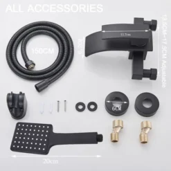 Robinet De Baignoire Cascade Robinet Baignoire Avec Douchette Robinet De Bain Noir Mat Laiton Mitigeur Baignoire Montage Mural Mitigeur De Baignoire, Monocommande Eau Chaude Et Froide -Grohe || Hansgrohe Soldes Magasin 87953297 5