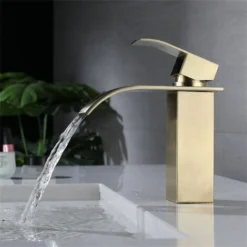 Robinet Lavabo Cascade Doré Moderne Robinet Mitigeur Pour Salle De Bain Eau Chaude Et Froide Réglable -Grohe || Hansgrohe Soldes Magasin 88042491 4
