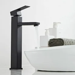 Robinet De Lavabo Noir Robinet Haut De Salle De Bain Lavabo De Salle De Bain Mitigeur à Une Main