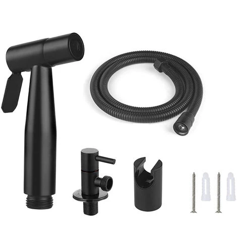Kit Douchette WC , Tuyau De 1,5 M Et Support, Adaptateurs De G1/2 Noir 1 Kit Douchette WC , Tuyau De 1,5 M Et Support, Adaptateurs De G1/2 Noir